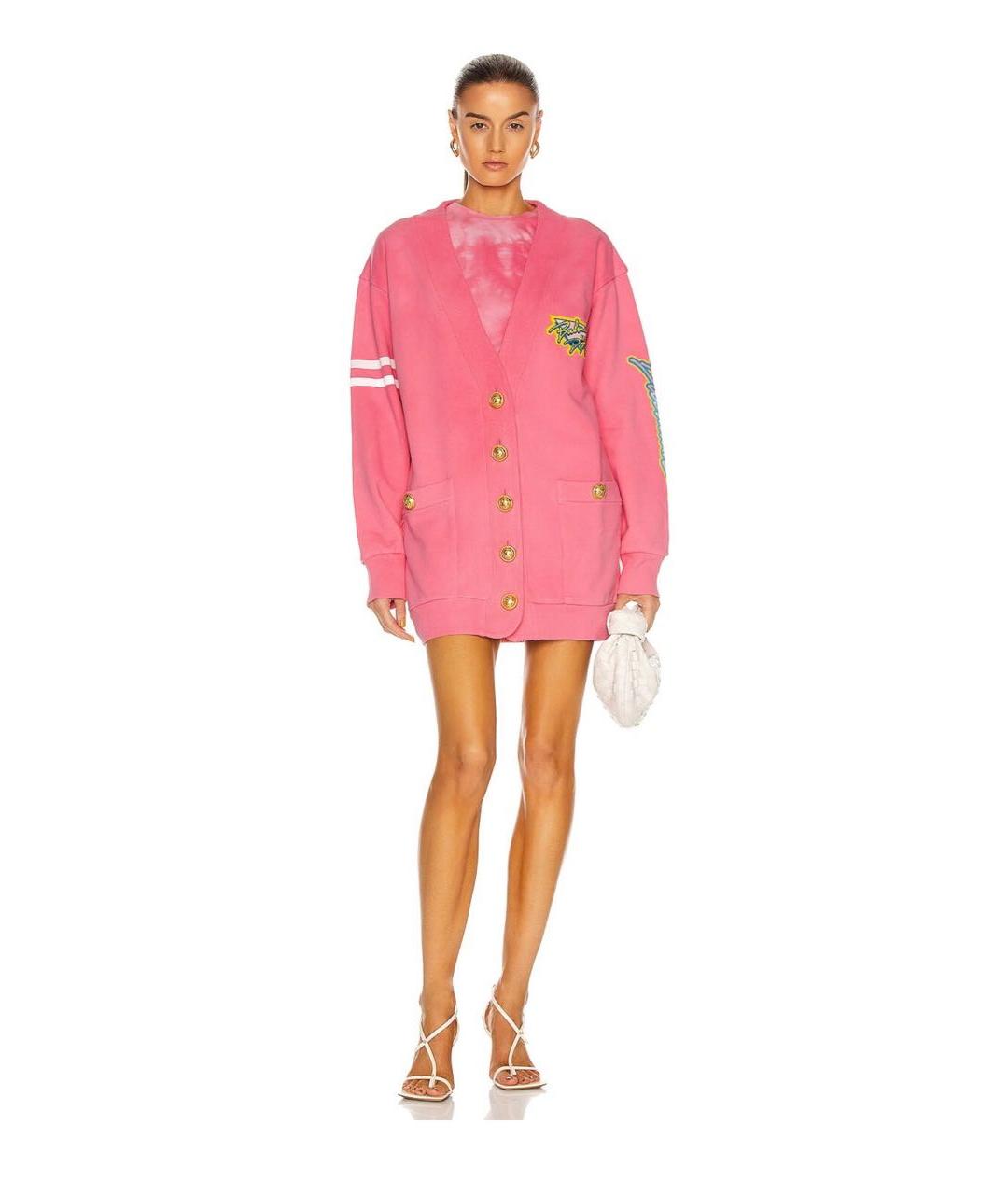 BALMAIN Коралловый хлопковый кардиган, фото 3