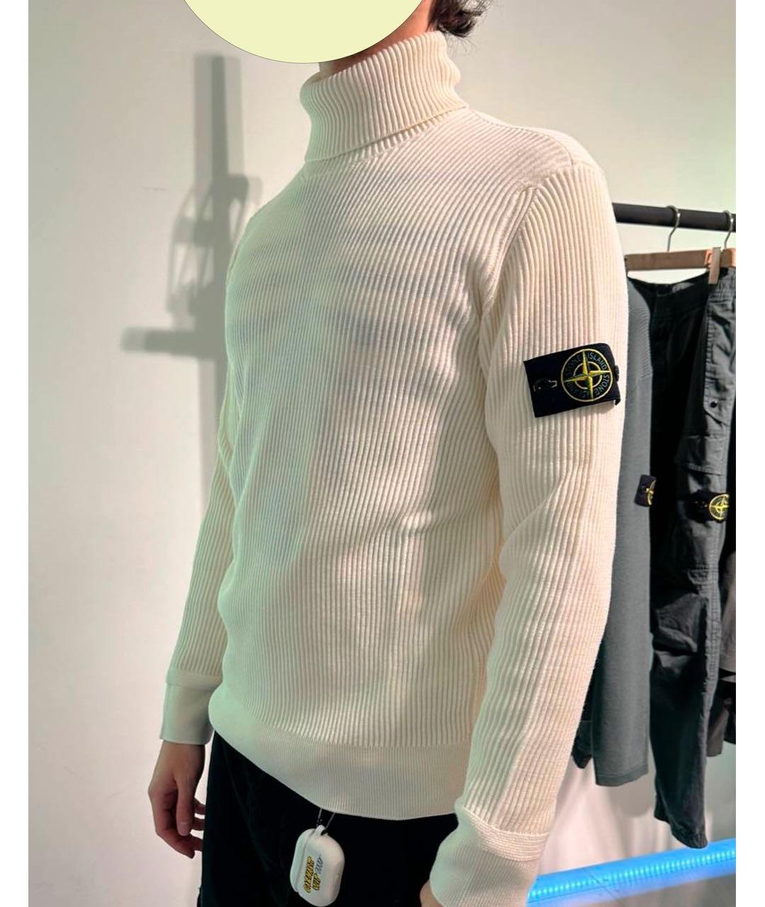 STONE ISLAND Белый шерстяной джемпер / свитер, фото 5