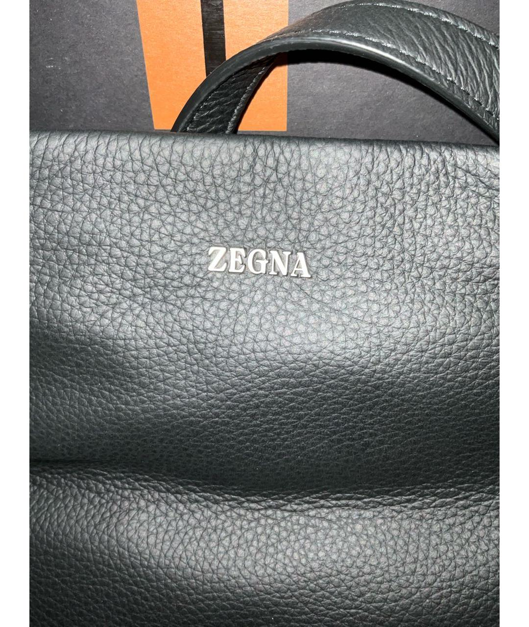 ERMENEGILDO ZEGNA XXX Черная кожаная сумка на плечо, фото 3