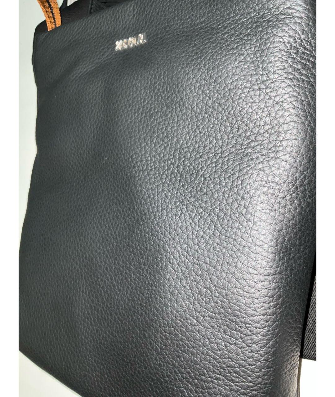 ERMENEGILDO ZEGNA XXX Черная кожаная сумка на плечо, фото 4