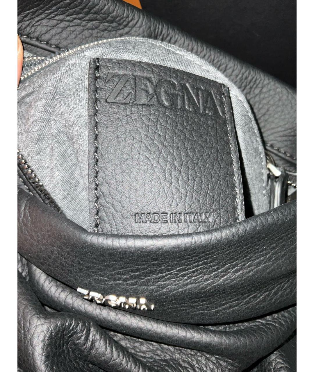 ERMENEGILDO ZEGNA XXX Черная кожаная сумка на плечо, фото 7