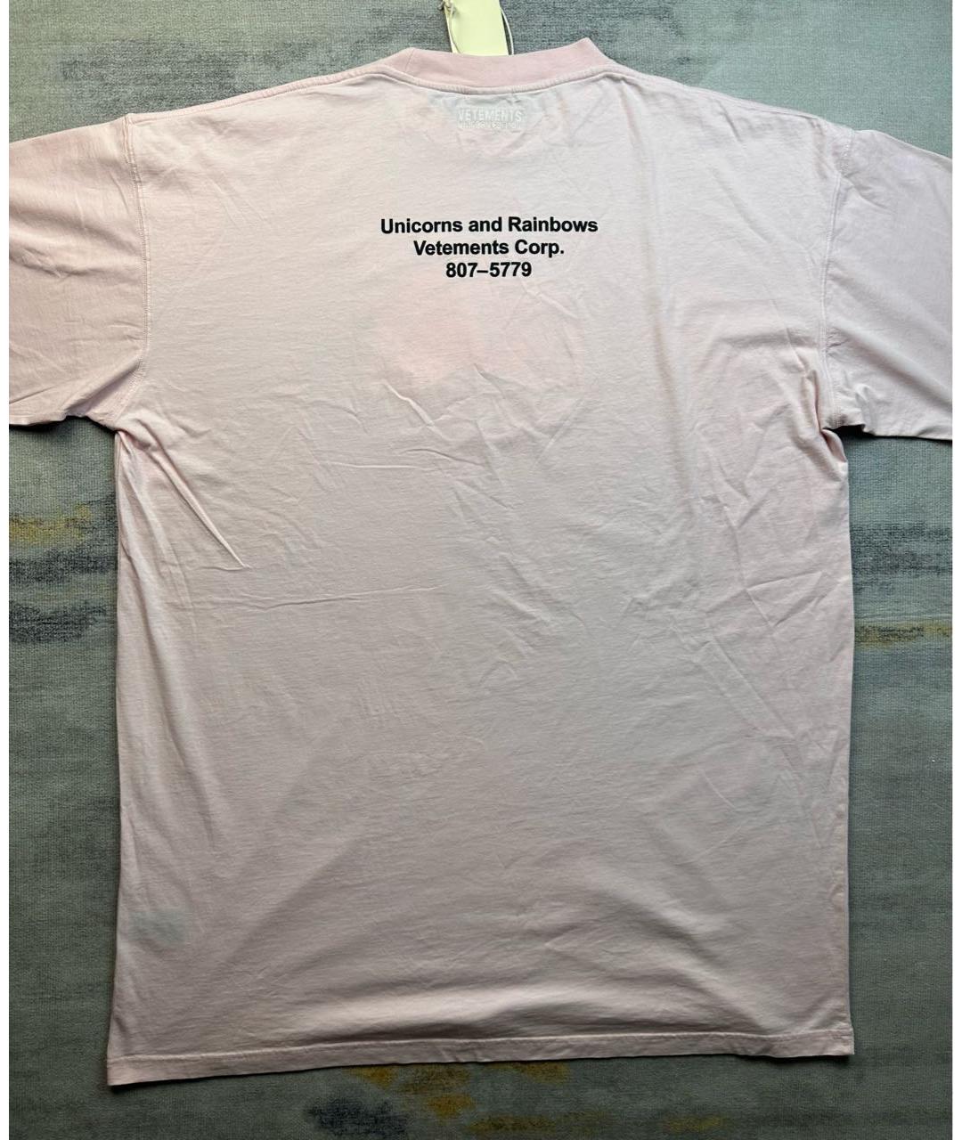 VETEMENTS Коралловая хлопковая футболка, фото 2