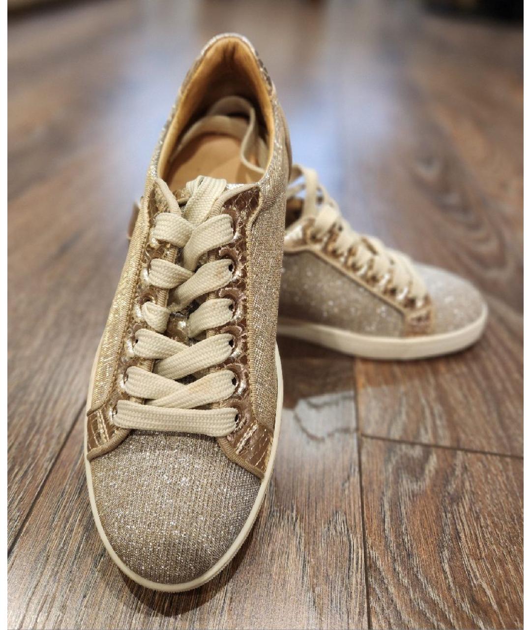 CHRISTIAN LOUBOUTIN Золотые кожаные кеды, фото 4