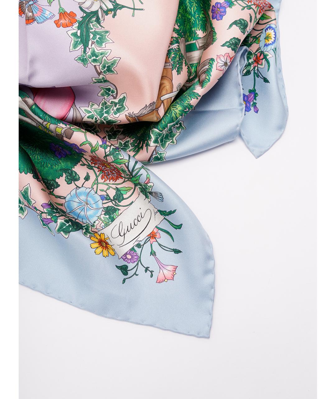 GUCCI Голубой шелковый платок, фото 3