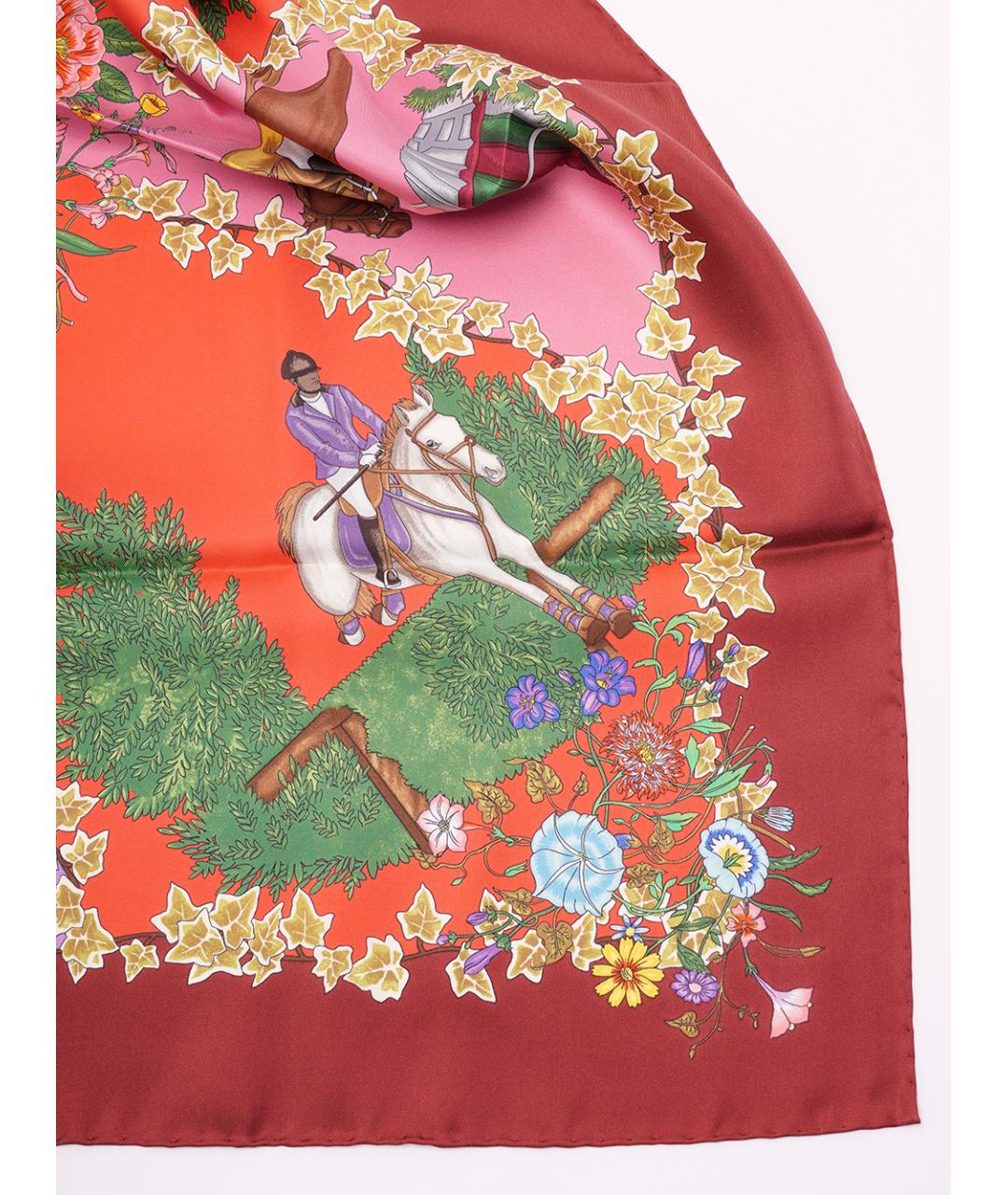 GUCCI Бордовый шелковый платок, фото 5
