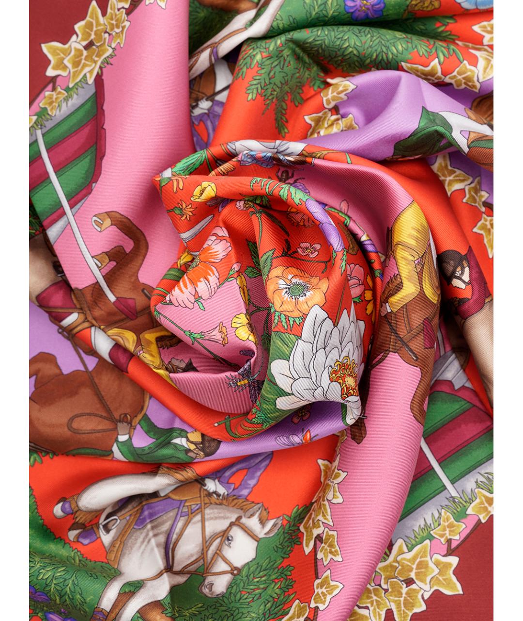 GUCCI Бордовый шелковый платок, фото 4