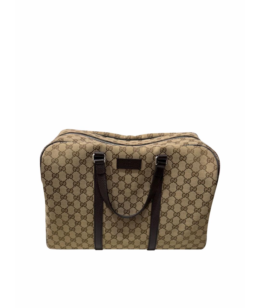 GUCCI Бежевая тканевая дорожная/спортивная сумка, фото 1