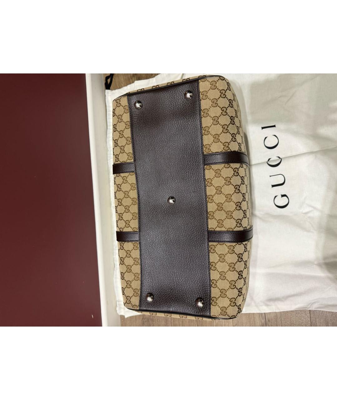 GUCCI Бежевая тканевая дорожная/спортивная сумка, фото 3