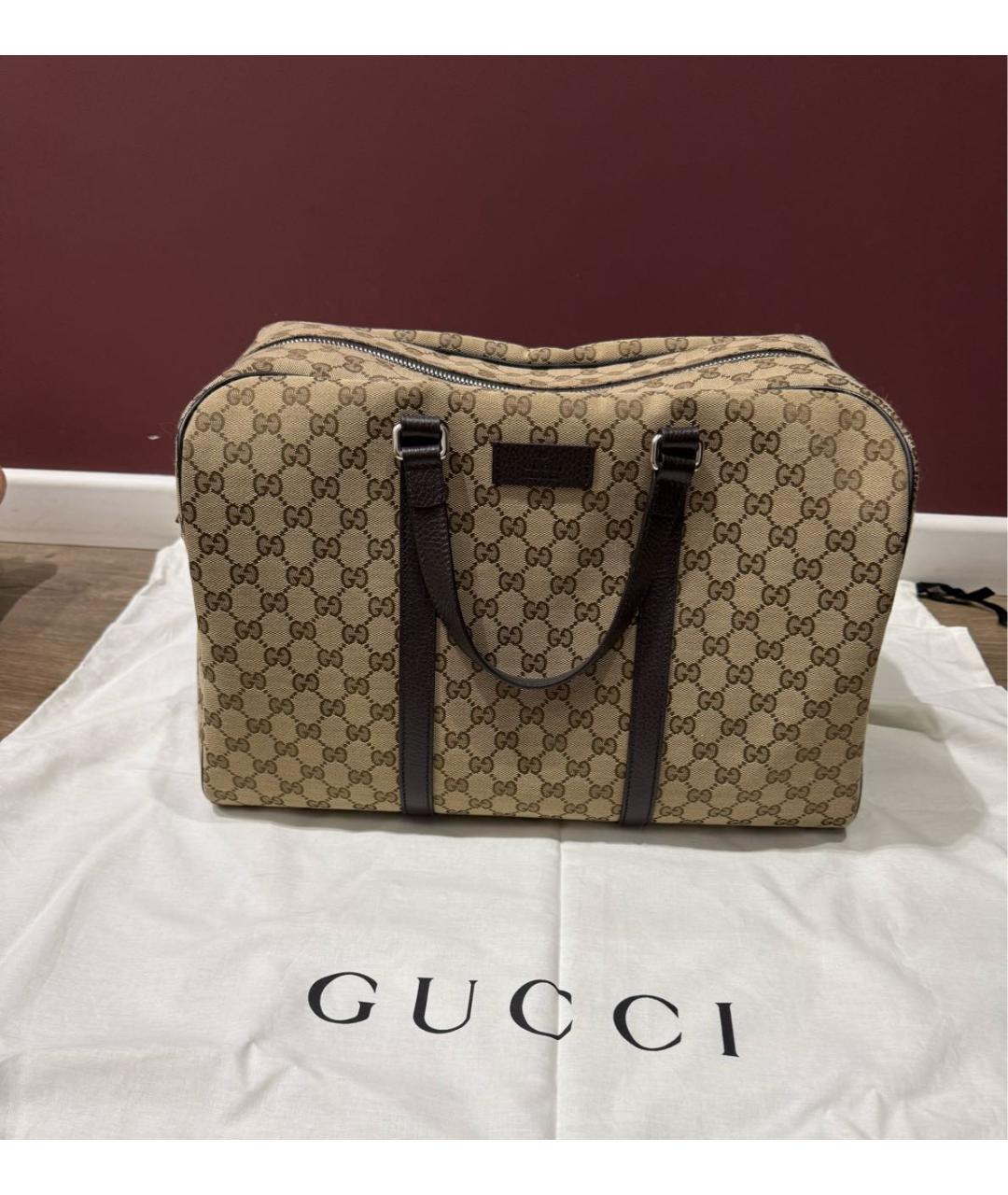GUCCI Бежевая тканевая дорожная/спортивная сумка, фото 9