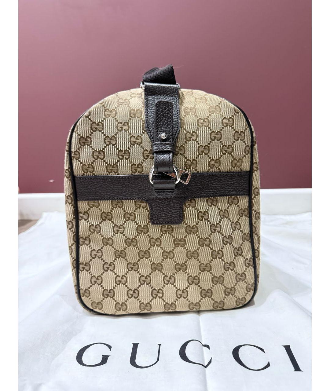 GUCCI Бежевая тканевая дорожная/спортивная сумка, фото 2