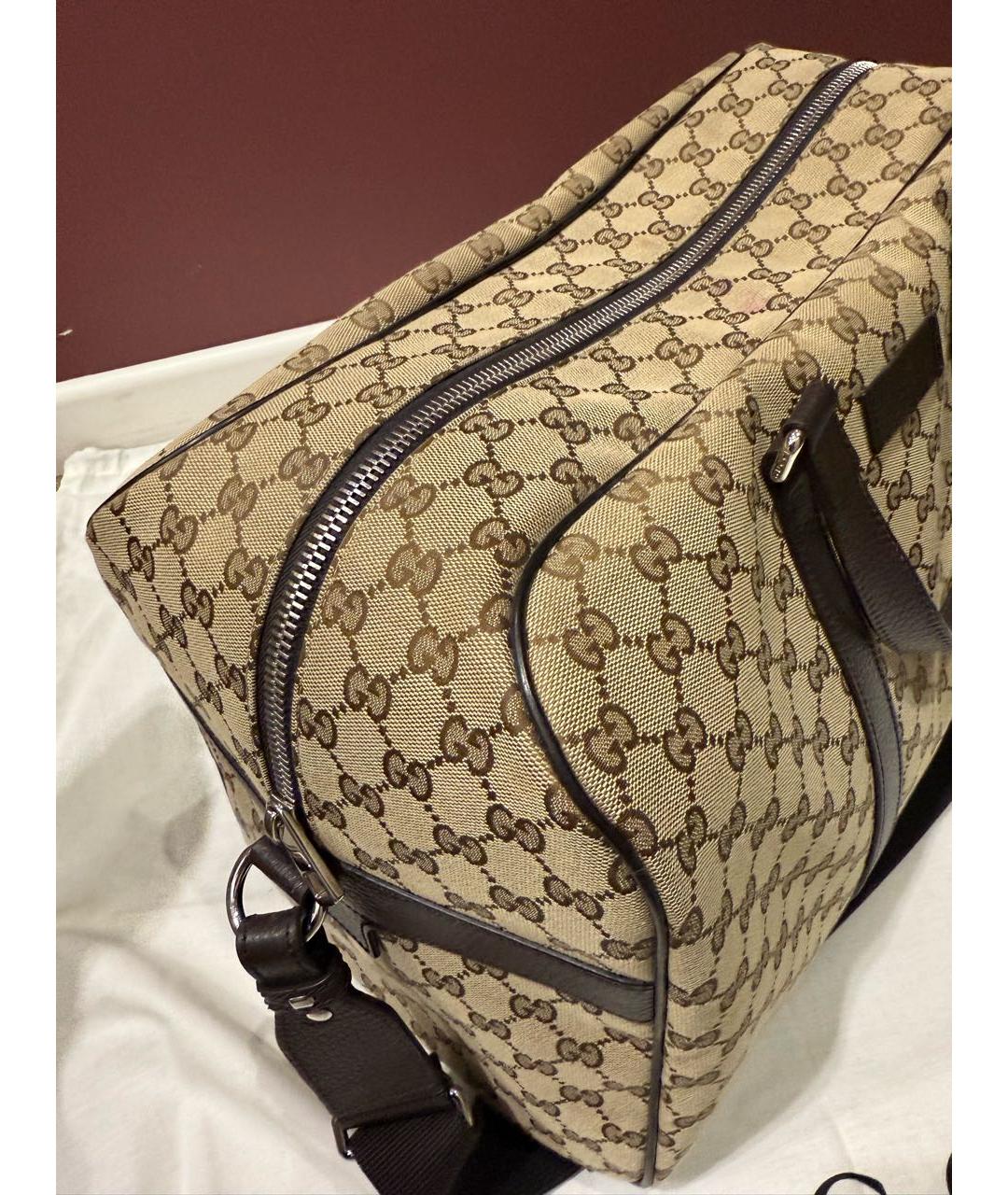GUCCI Бежевая тканевая дорожная/спортивная сумка, фото 8