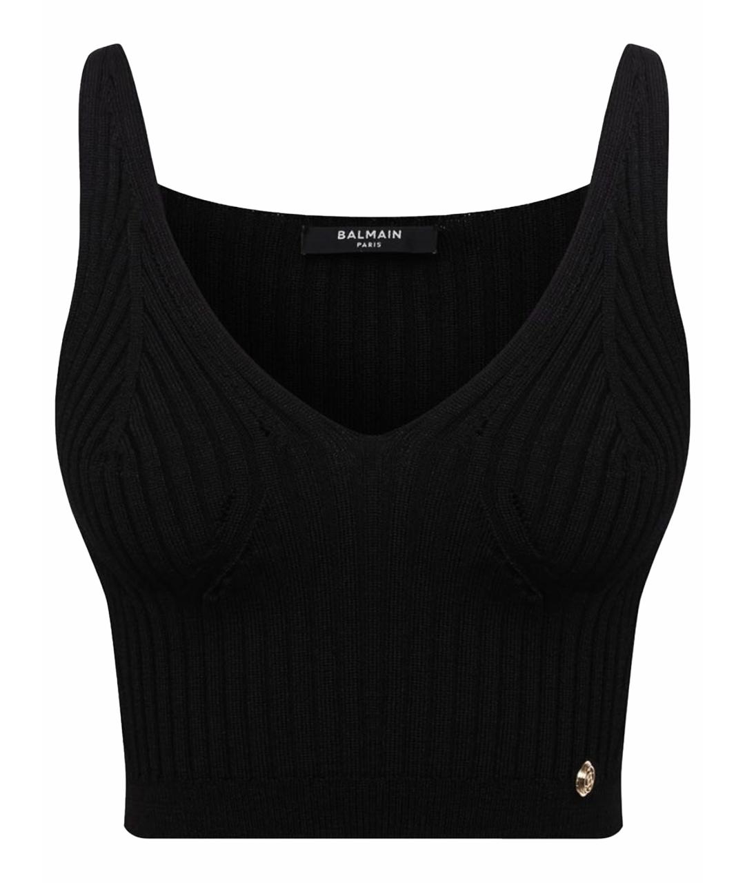 BALMAIN Черная вискозная футболка, фото 1