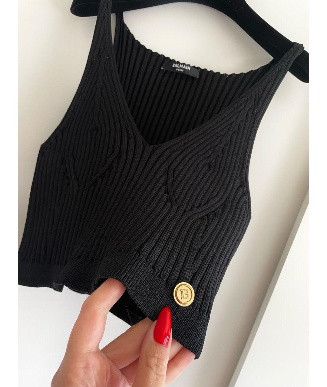 BALMAIN Черная вискозная футболка, фото 4