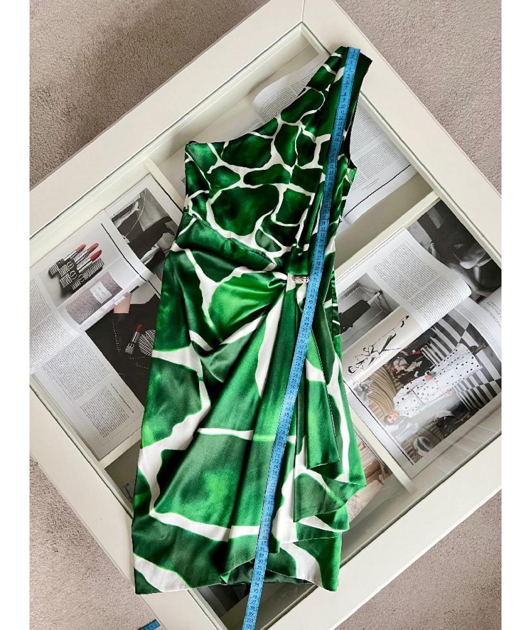 ROBERTO CAVALLI Зеленые шелковое повседневное платье, фото 7