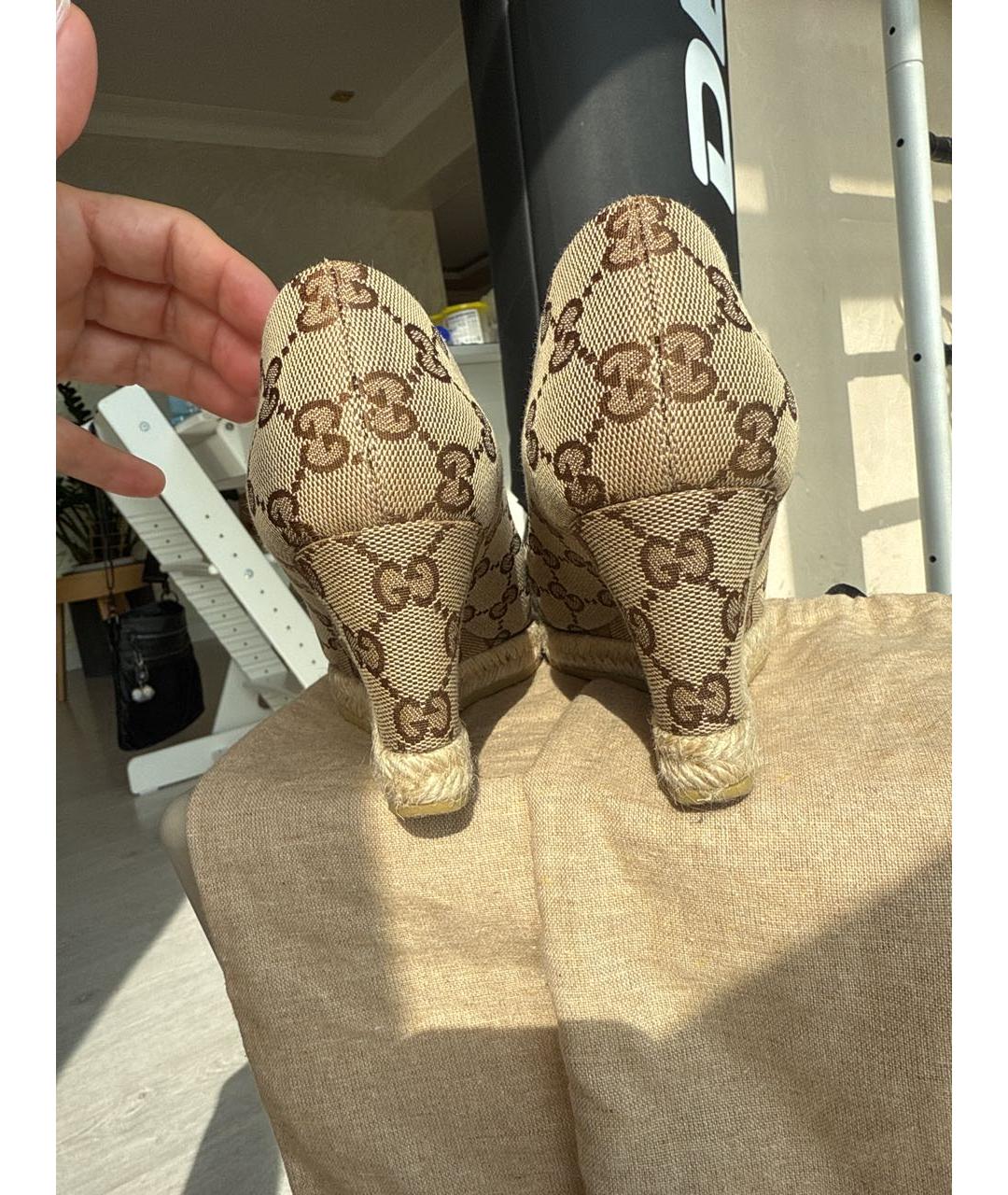 GUCCI Коричневые лодочки на низком каблуке, фото 8