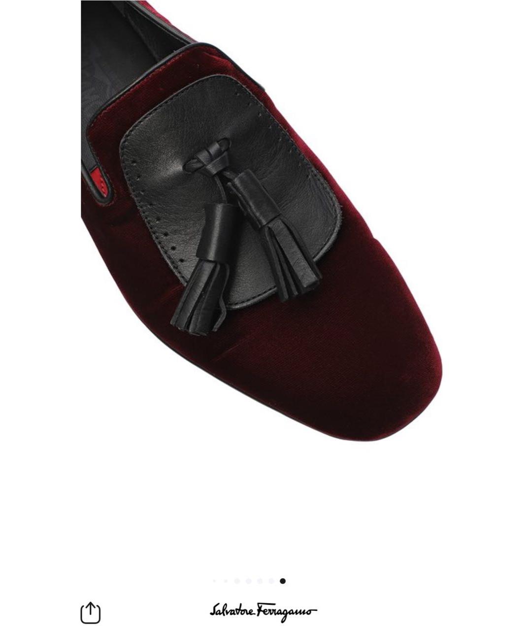 FERRAGAMO Бордовые бархатные лоферы, фото 8