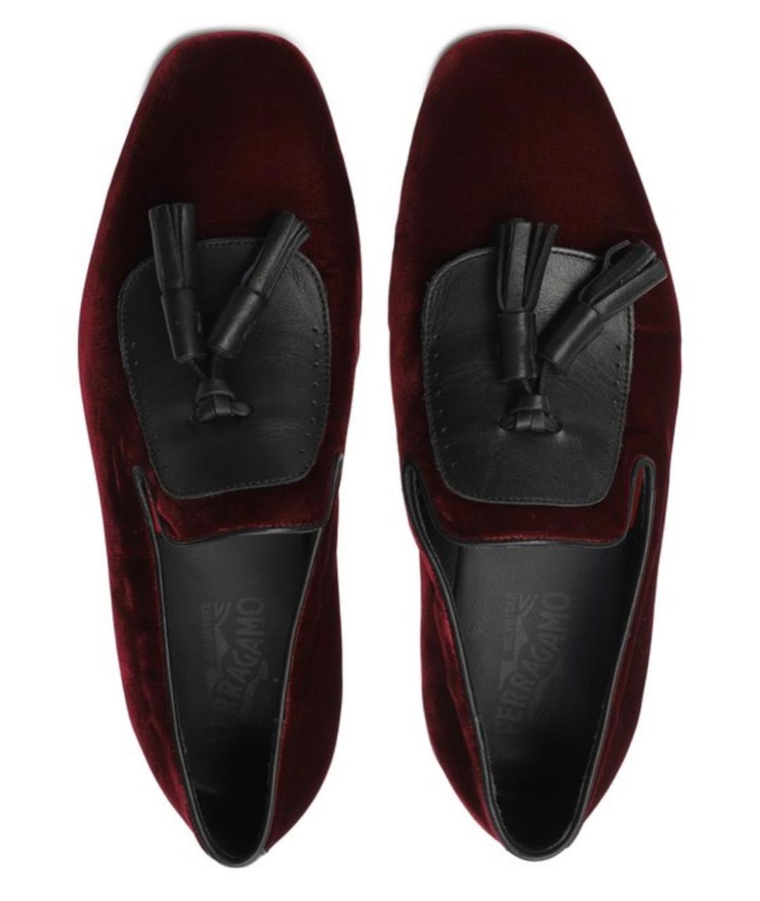 FERRAGAMO Бордовые бархатные лоферы, фото 3