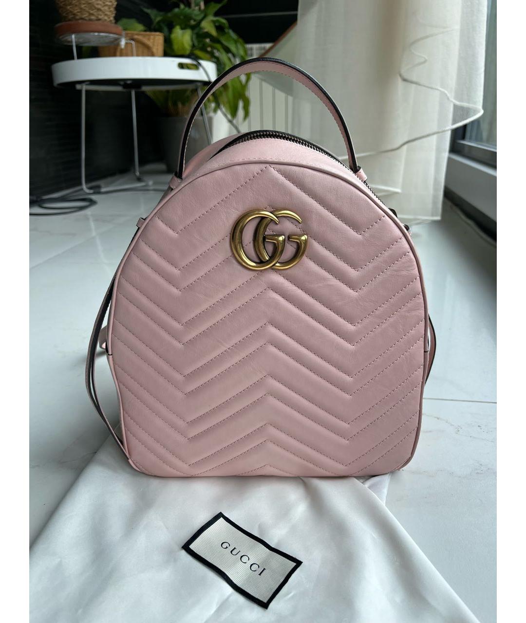 GUCCI Розовый кожаный рюкзак, фото 5