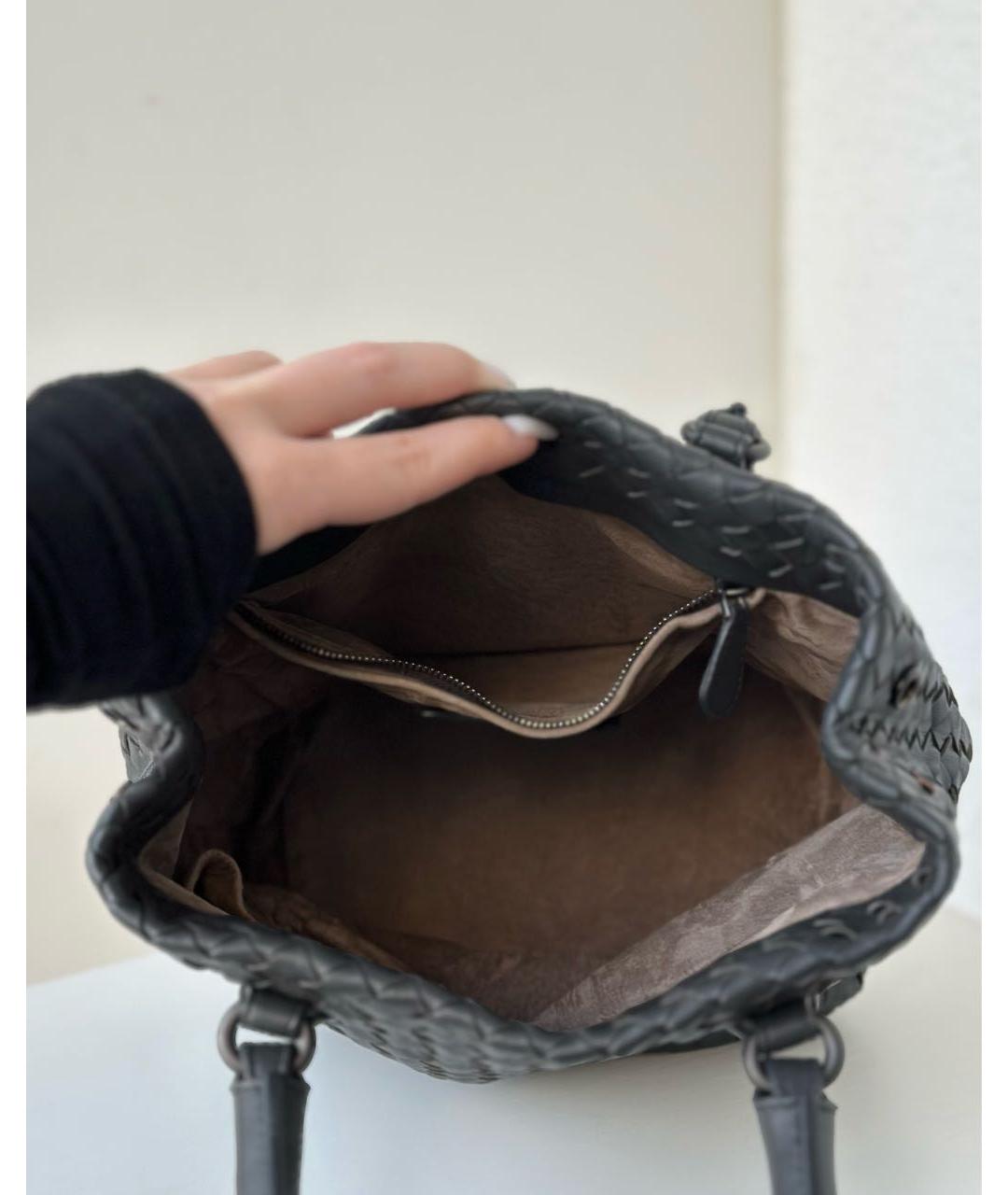 BOTTEGA VENETA Серая кожаная сумка с короткими ручками, фото 7