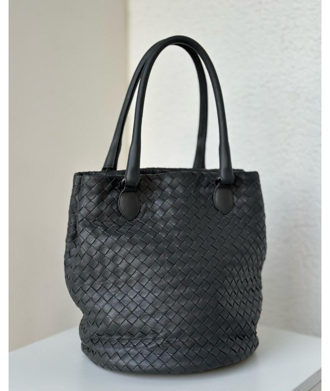 BOTTEGA VENETA Серая кожаная сумка с короткими ручками, фото 2