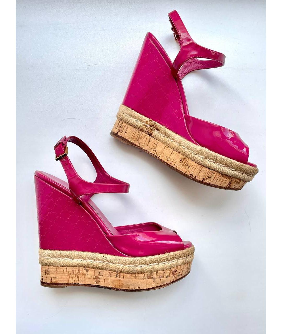 GUCCI Розовые эспадрильи из лакированной кожи, фото 5