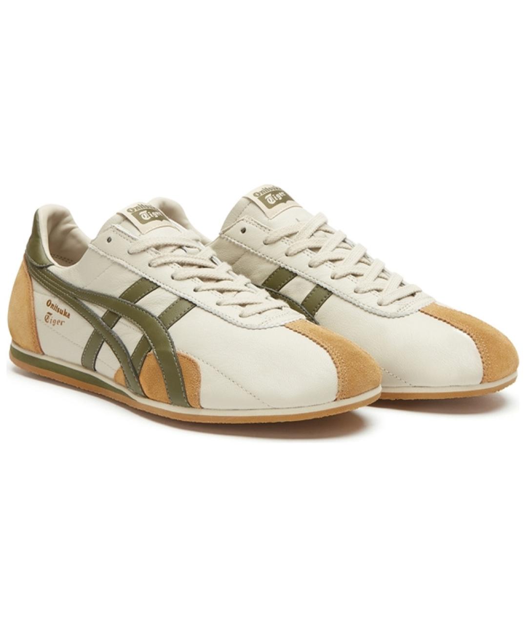 ONITSUKA TIGER Хаки кожаные низкие кроссовки / кеды, фото 5