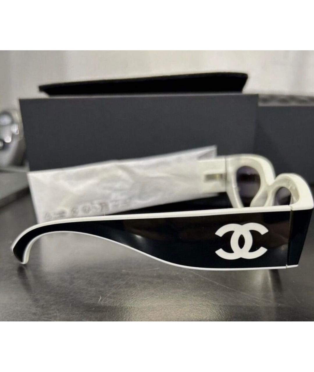 CHANEL Белые пластиковые солнцезащитные очки, фото 3