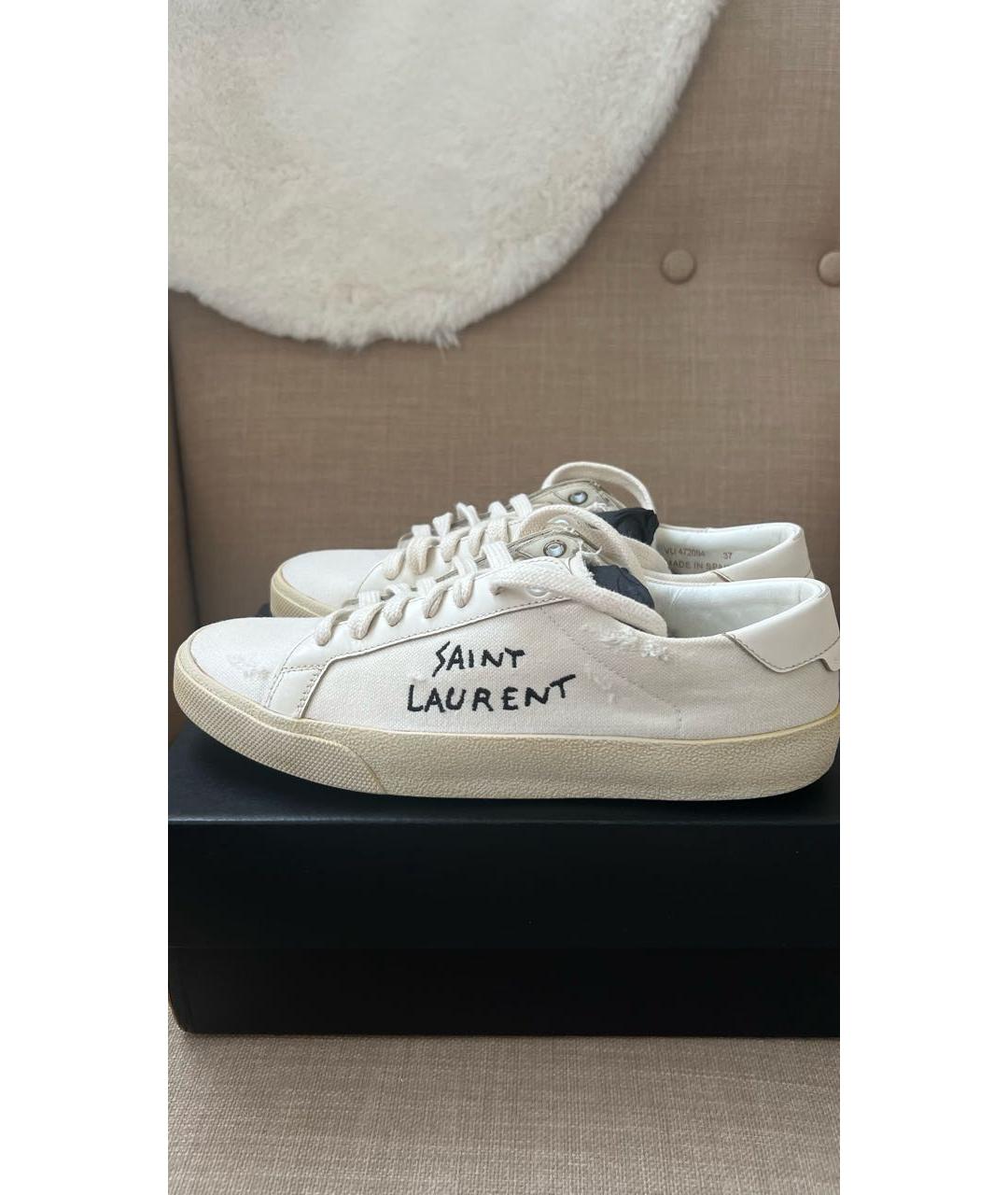 SAINT LAURENT Белые текстильные кеды, фото 7