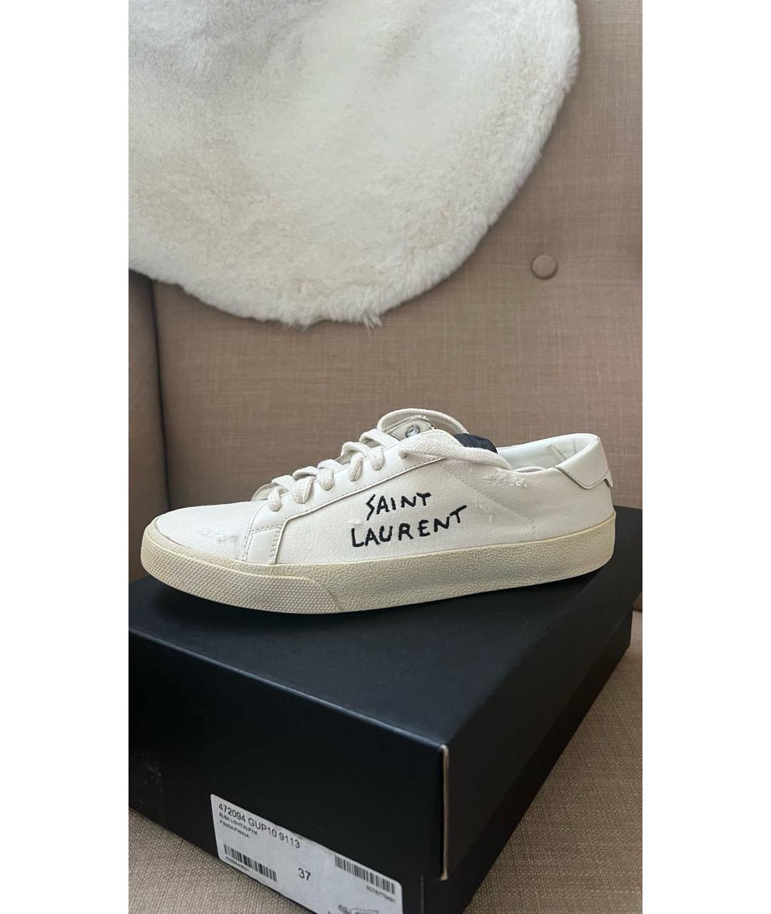SAINT LAURENT Белые текстильные кеды, фото 9