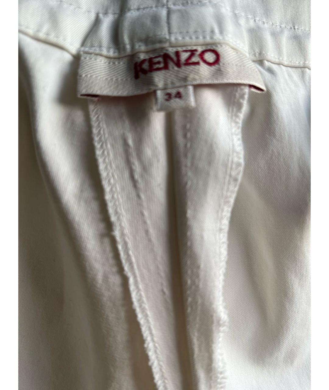 KENZO Белые хлопко-эластановые бриджи, фото 3