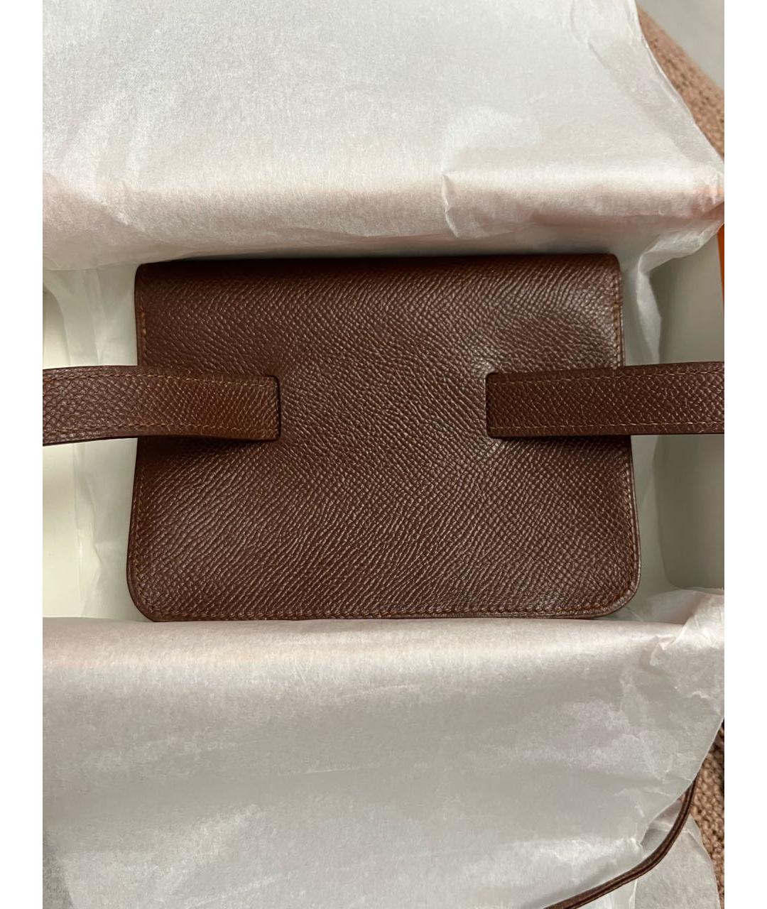 HERMES Коричневая кожаная поясная сумка, фото 2