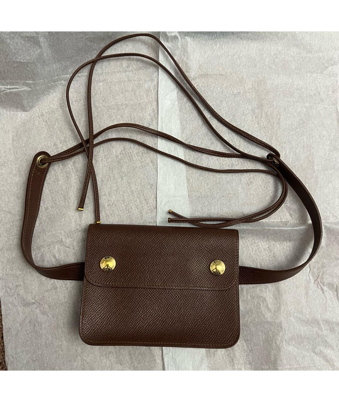 HERMES Коричневая кожаная поясная сумка, фото 9
