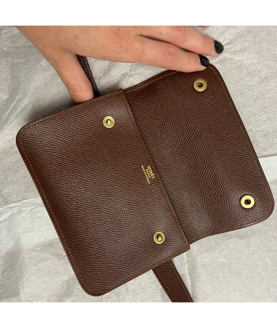 HERMES Коричневая кожаная поясная сумка, фото 3