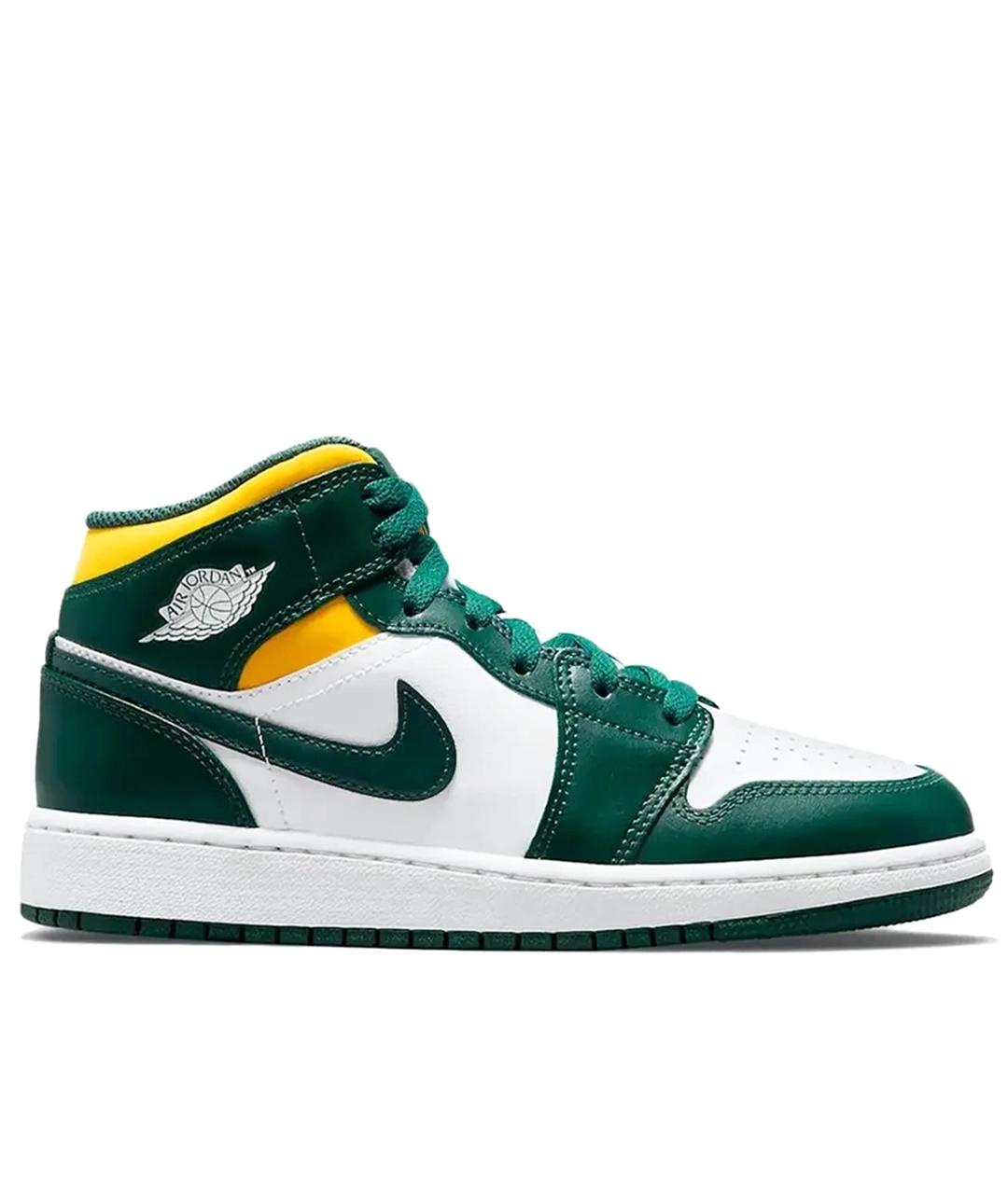 JORDAN Зеленые кожаные кроссовки, фото 1