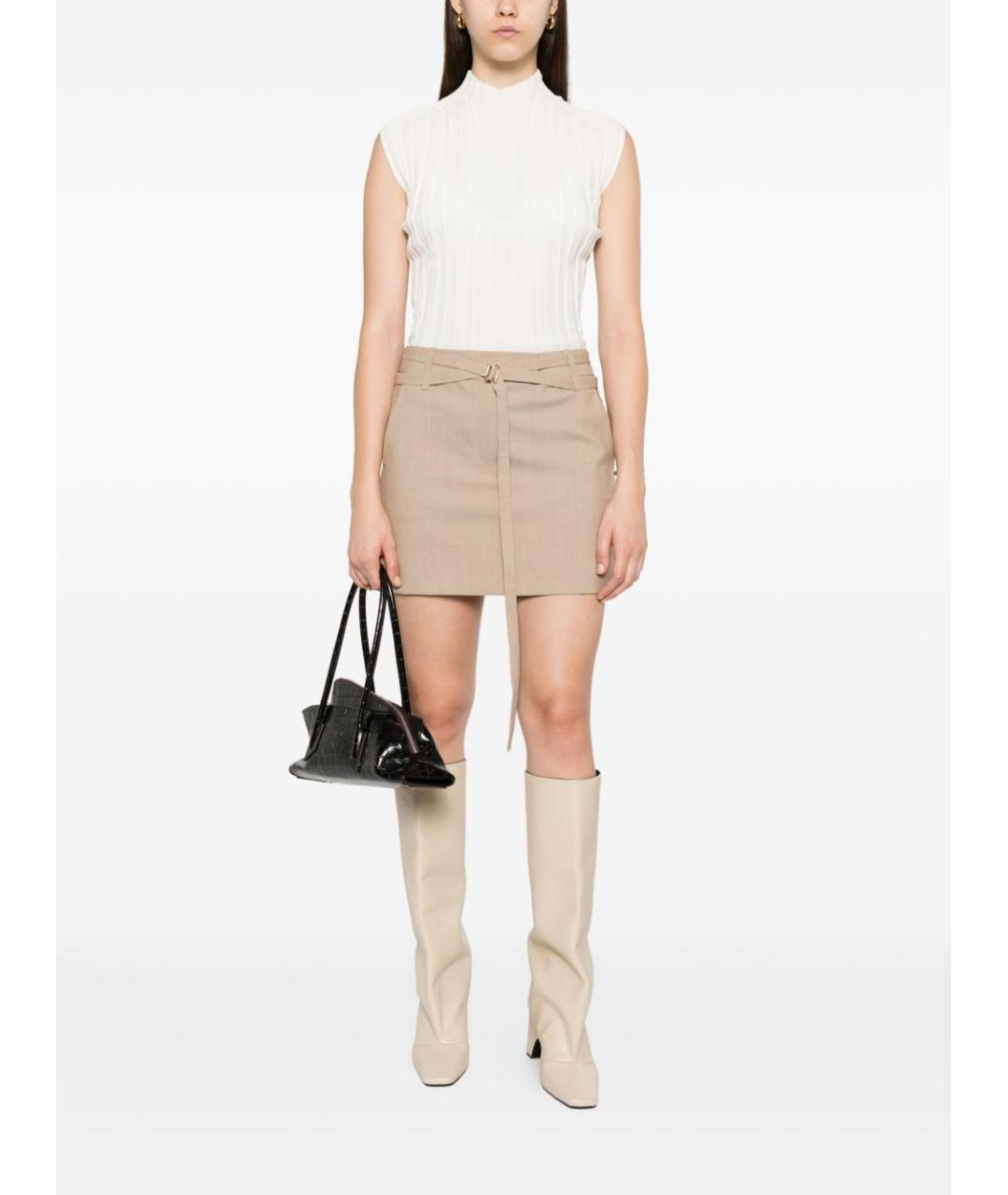 SPORTMAX Бежевая юбка мини, фото 2