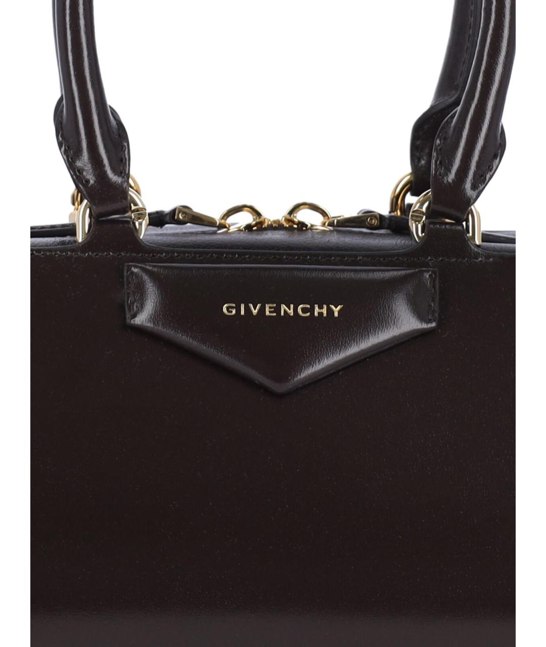 GIVENCHY Коричневая кожаная сумка с короткими ручками, фото 4