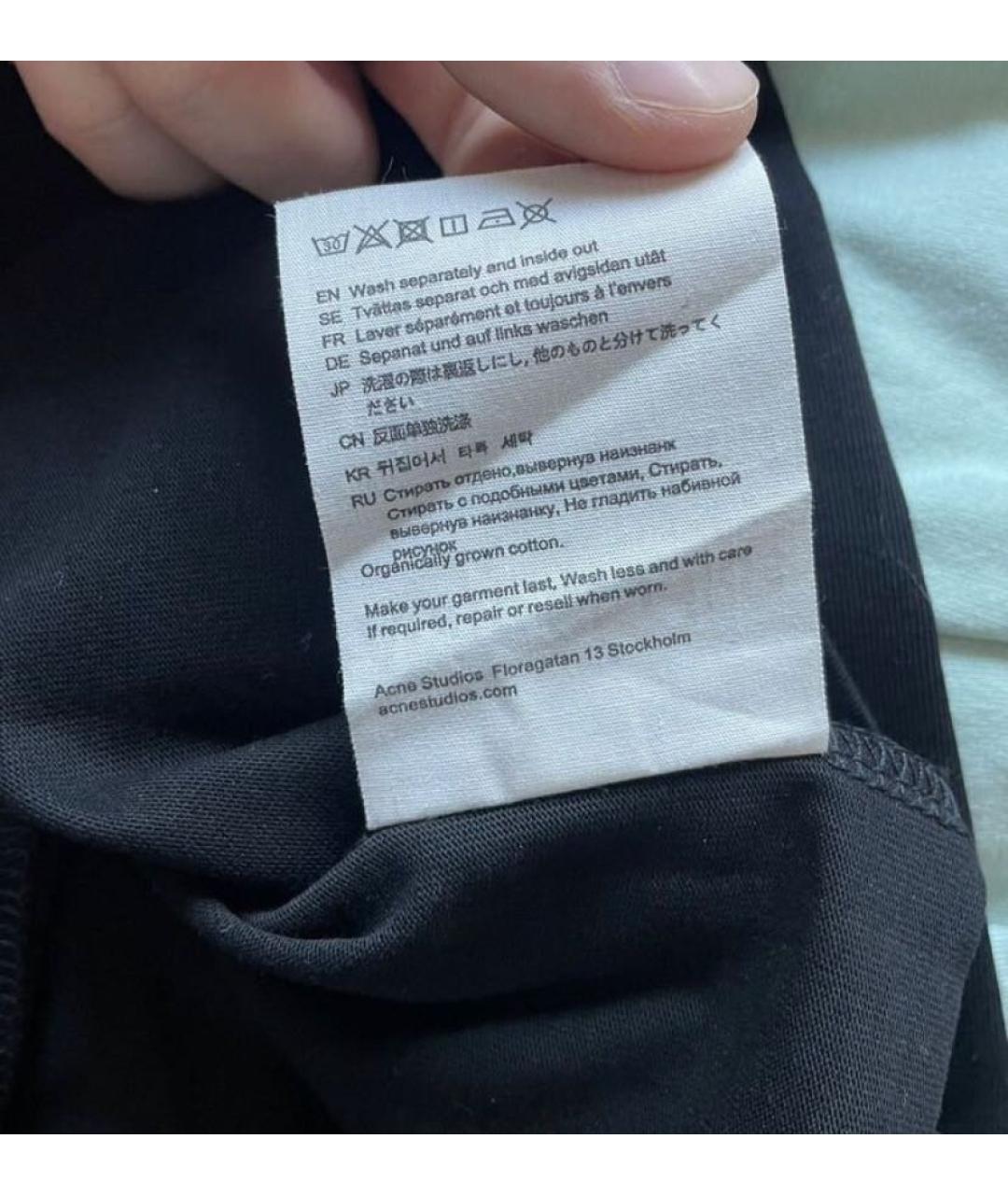 ACNE STUDIOS Черная хлопковая футболка, фото 7