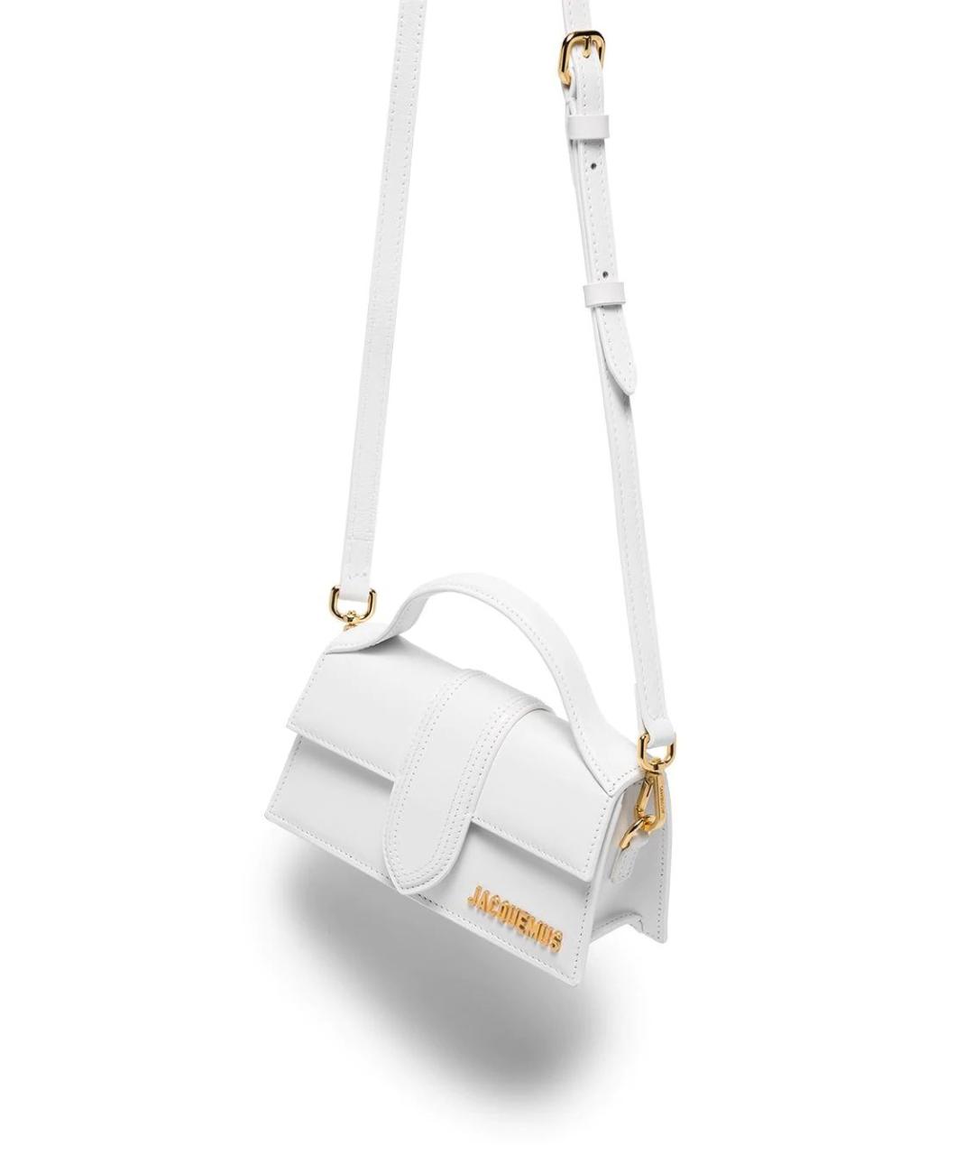 JACQUEMUS Белая кожаная сумка через плечо, фото 4