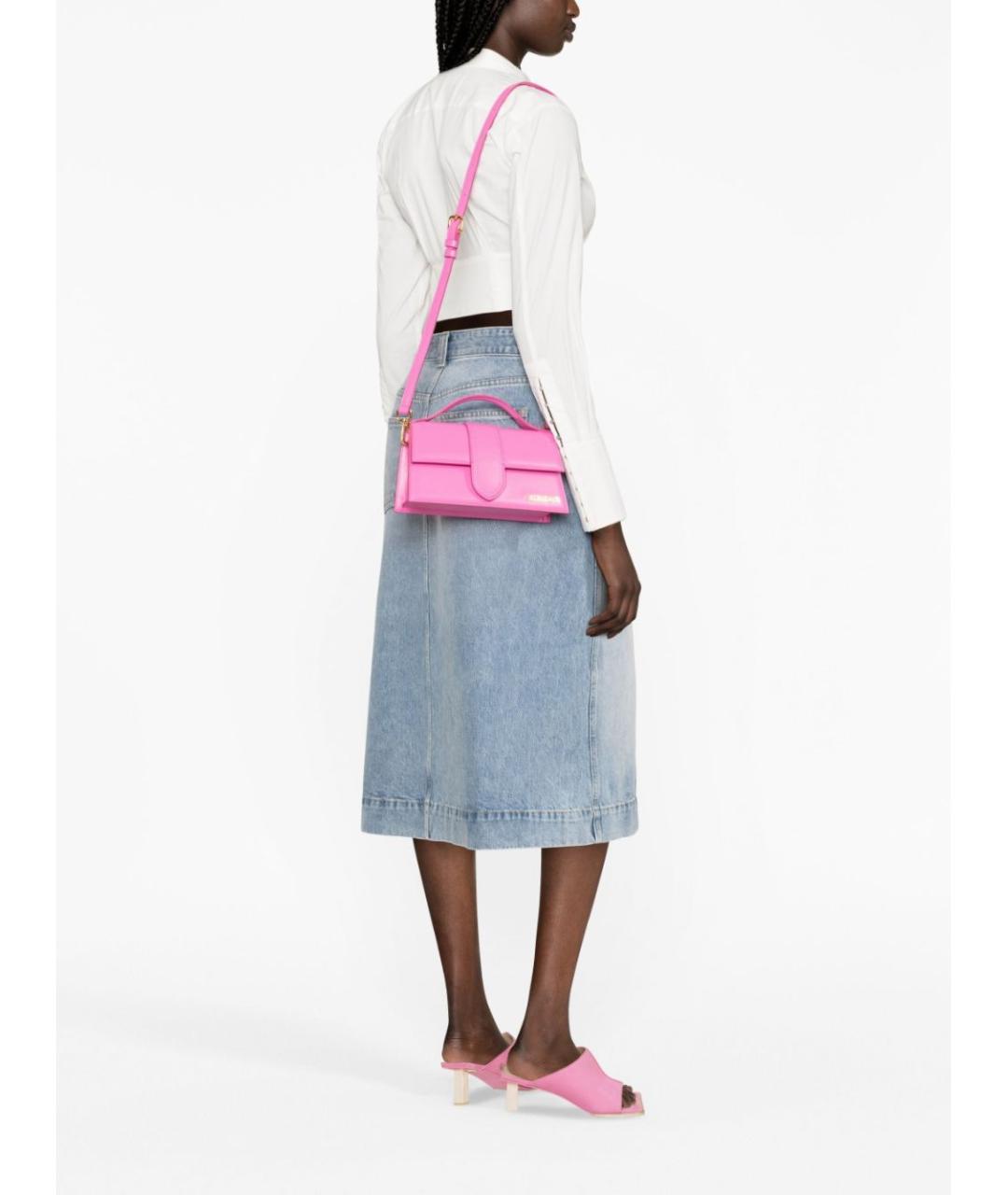 JACQUEMUS Розовая кожаная сумка через плечо, фото 2