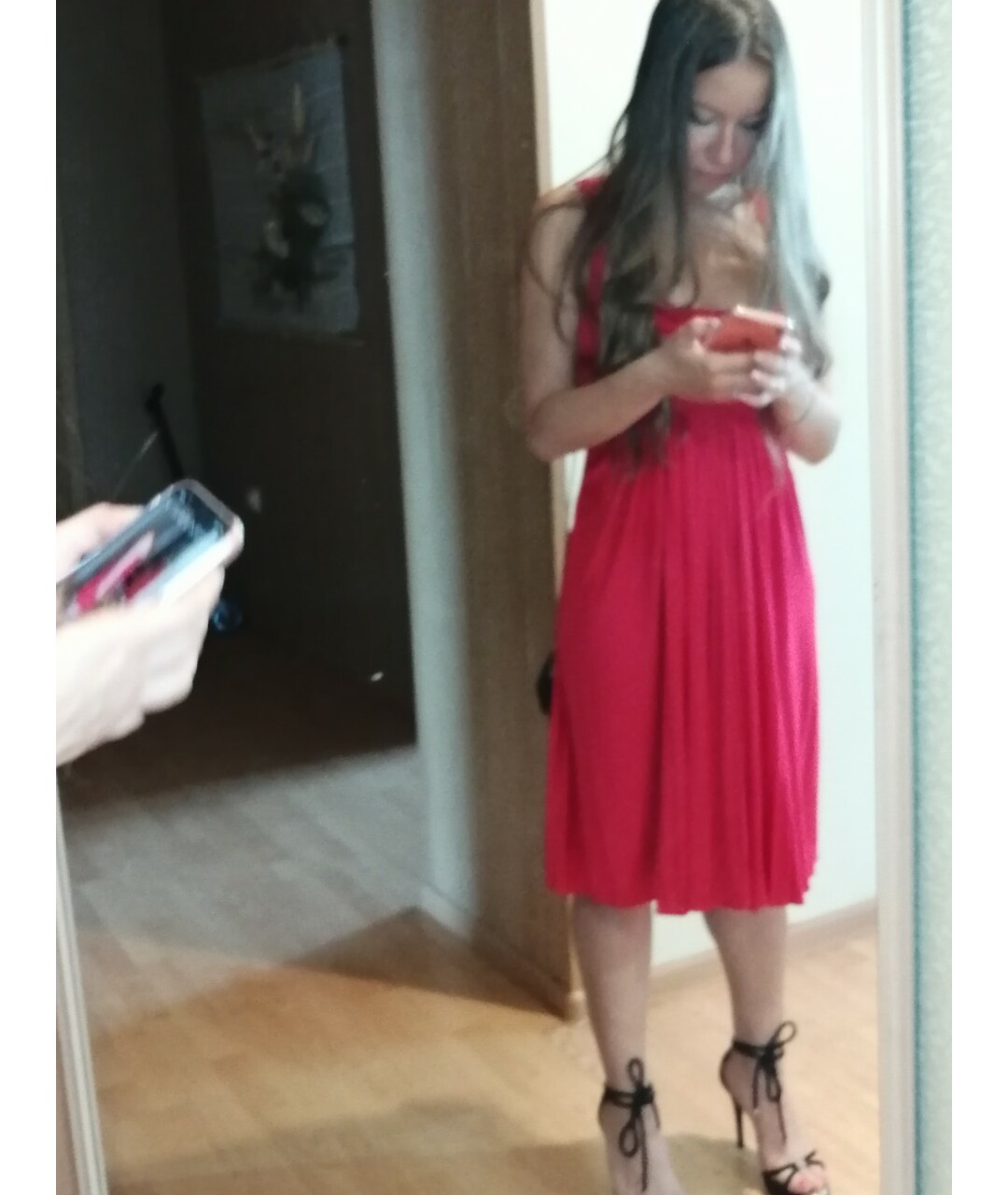 CELINE PRE-OWNED Красное вискозное коктейльное платье, фото 6