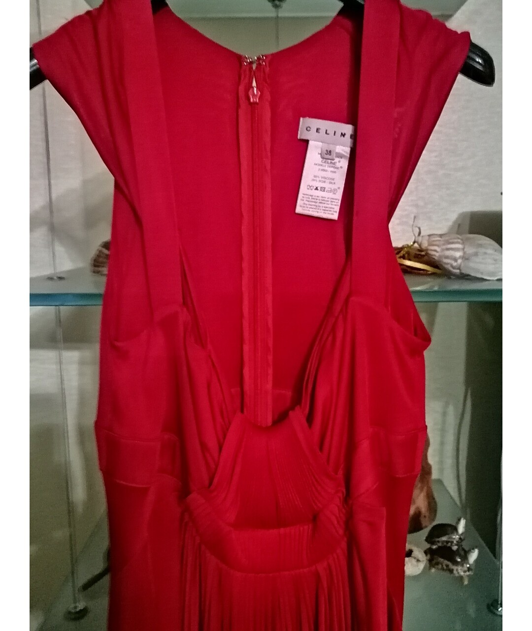 CELINE PRE-OWNED Красное вискозное коктейльное платье, фото 3