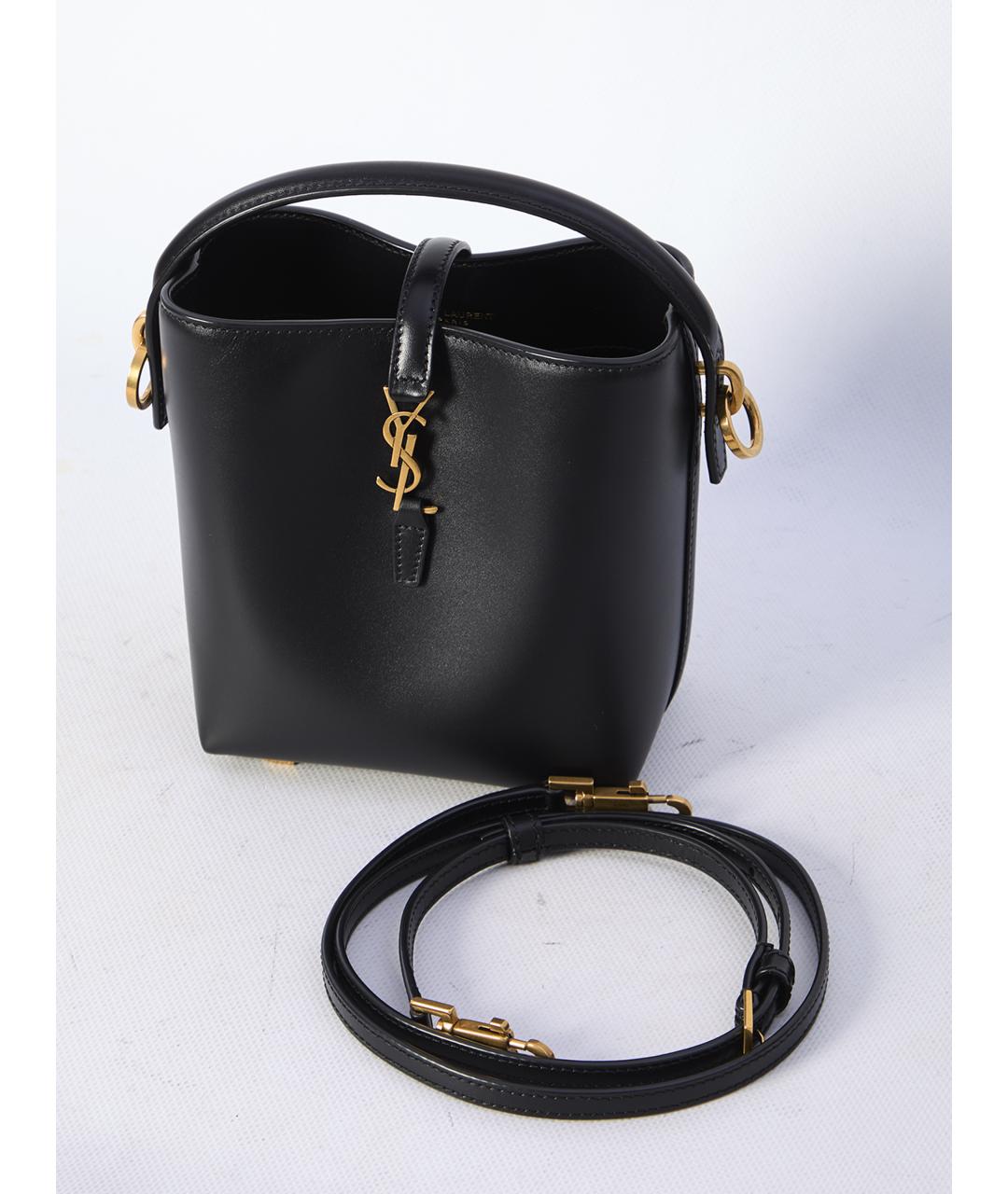 SAINT LAURENT Черная кожаная сумка с короткими ручками, фото 5