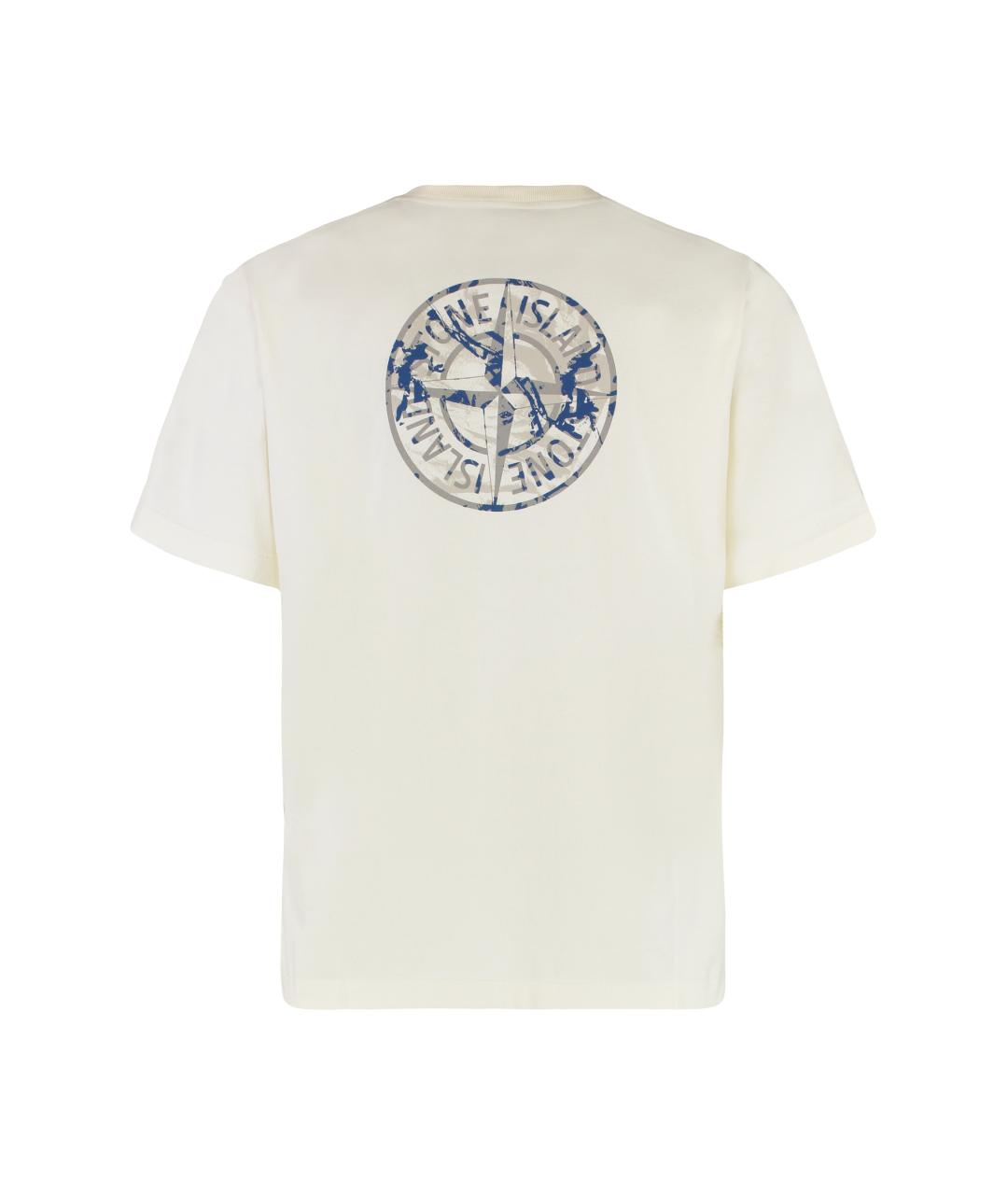 STONE ISLAND Бежевая хлопковая футболка, фото 2
