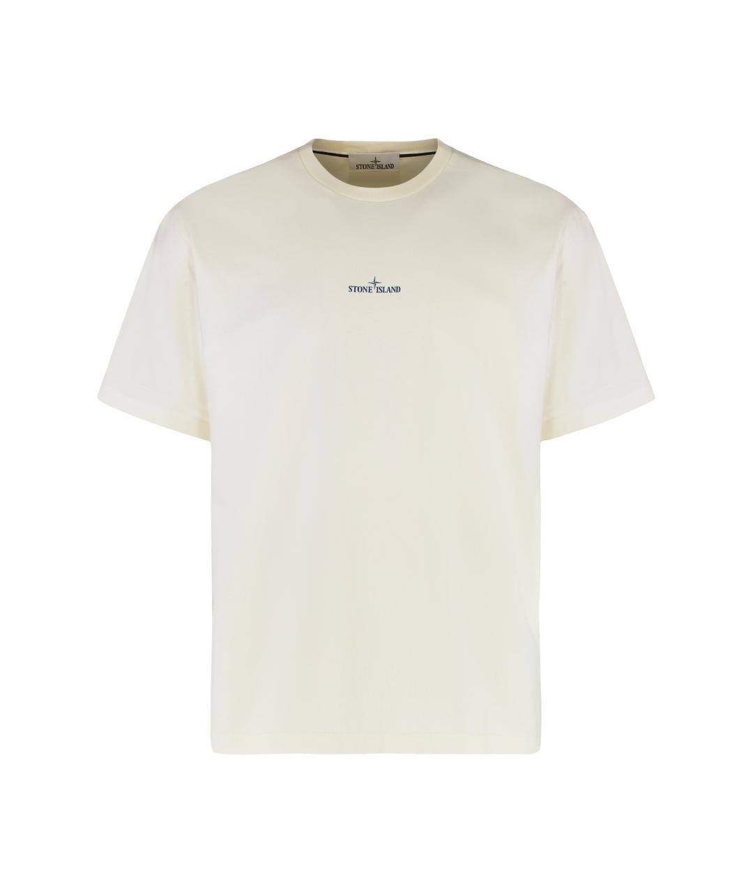 STONE ISLAND Бежевая хлопковая футболка, фото 1