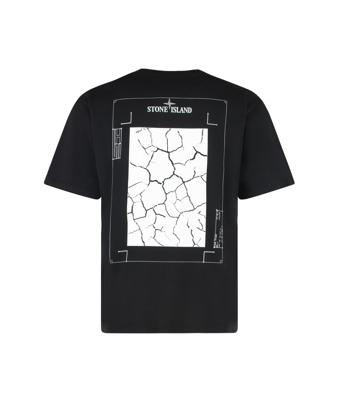 STONE ISLAND Черная хлопковая футболка, фото 2