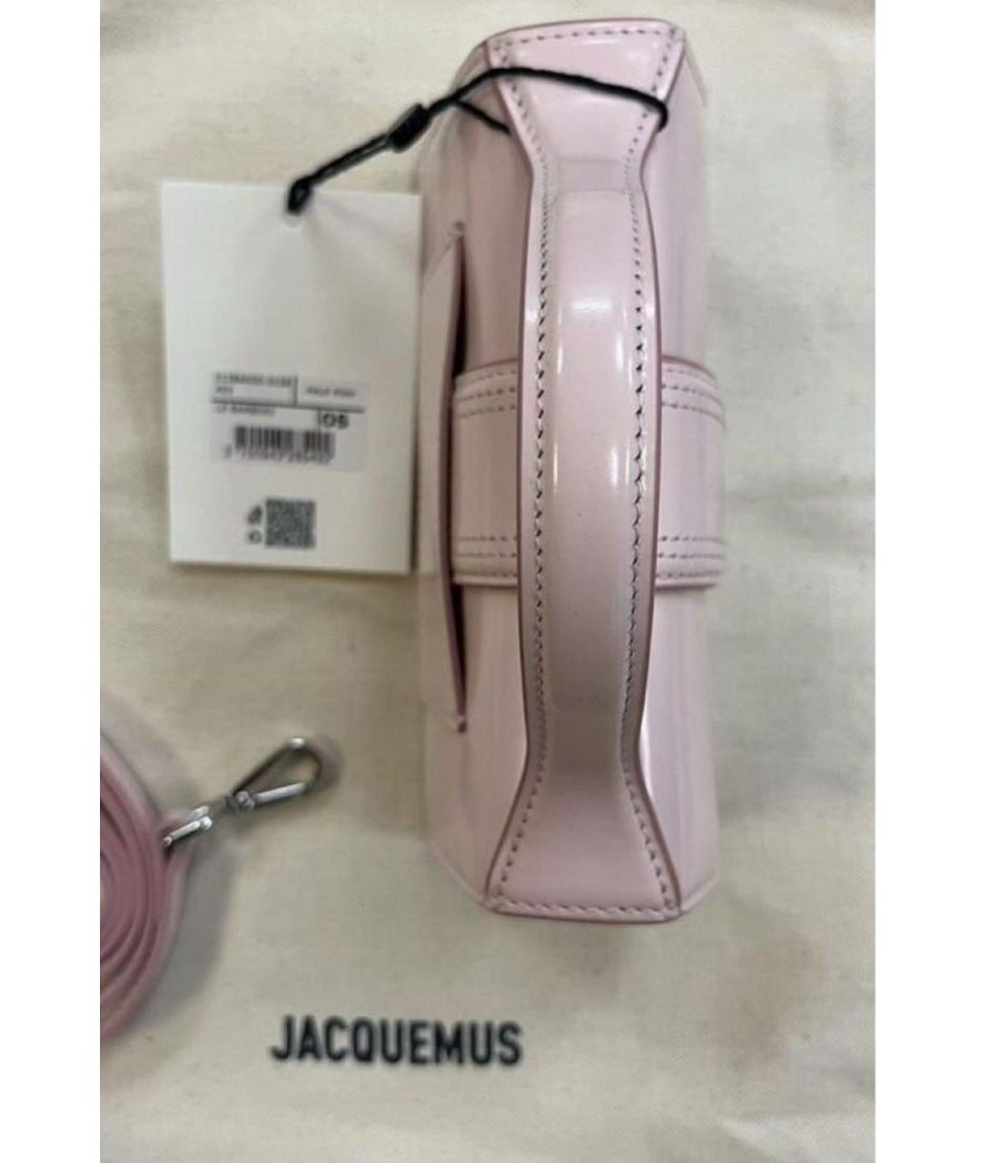 JACQUEMUS Розовая кожаная сумка с короткими ручками, фото 5