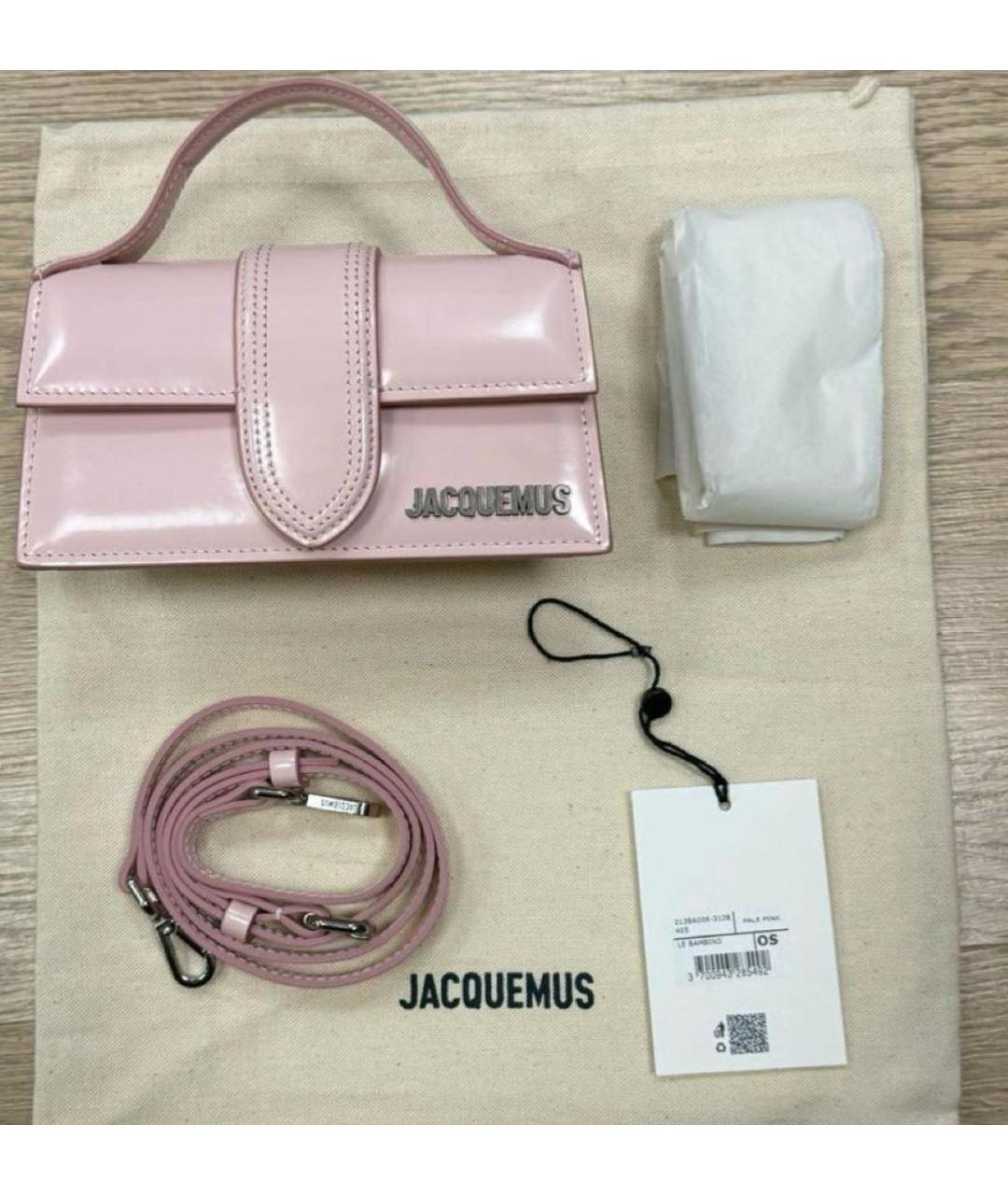 JACQUEMUS Розовая кожаная сумка с короткими ручками, фото 6