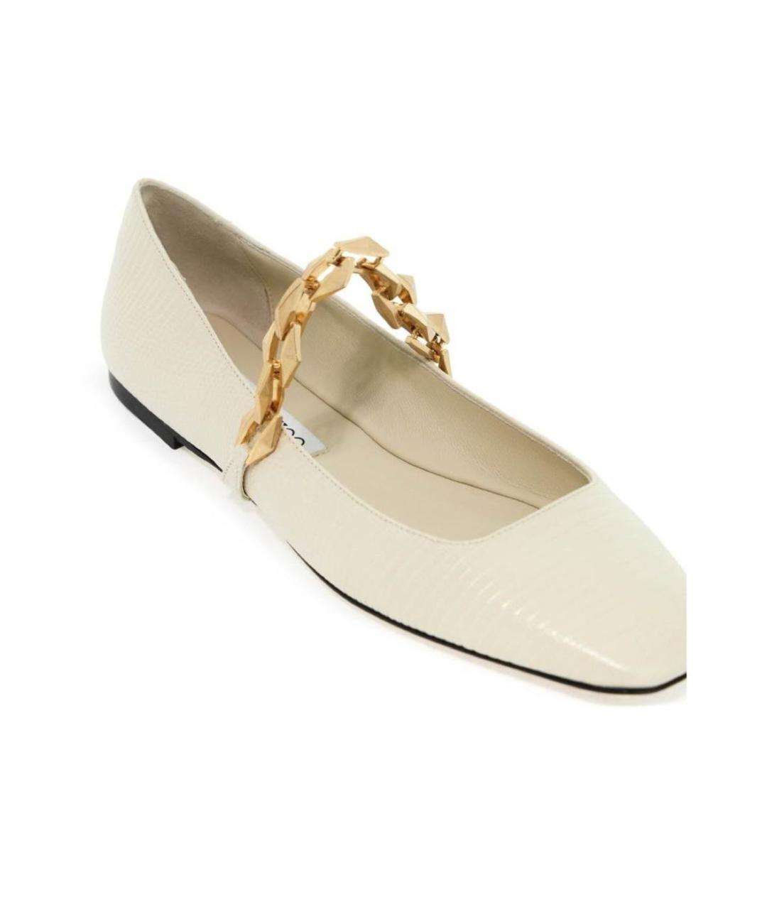 JIMMY CHOO Бежевые кожаные балетки, фото 2