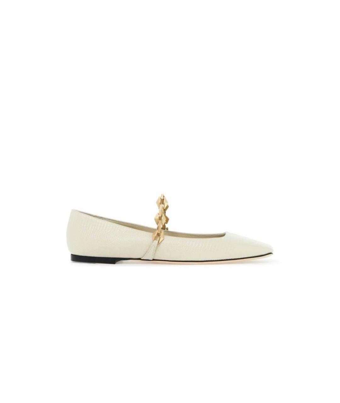JIMMY CHOO Бежевые кожаные балетки, фото 1
