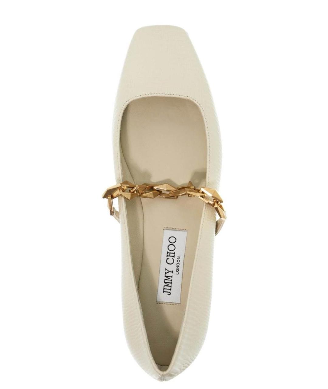 JIMMY CHOO Бежевые кожаные балетки, фото 3